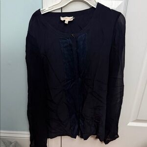 Tory Burch Navy Sheer Blouse